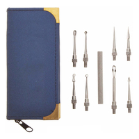 Kit professionnel d'extraction de points noirs en acier inoxydable 2026, 8 pièces, avec poignée réglable, pour comédons, acné et imperfections cutanées du visage