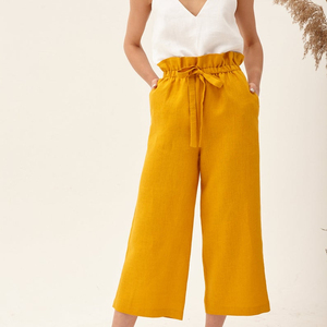 Vestido largo de lino para mujer, estilo crepé, cuello en V, sin mangas, color blanco y amarillo, a la moda, novedad de 2026 - Product Image 1