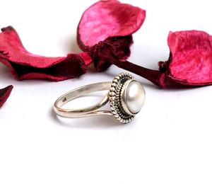 <b>Silver</b> 925 Freshwater Pearl Gemstone Bezel <b>Set</b> Handmade Women's <b>Rings</b> for Anniversary Gift - Product Image 3