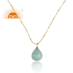 สร้อยคอจี้เงินสเตอร์ลิงสำหรับนักออกแบบขายส่งอัญมณี Amazonite - Product Image 2