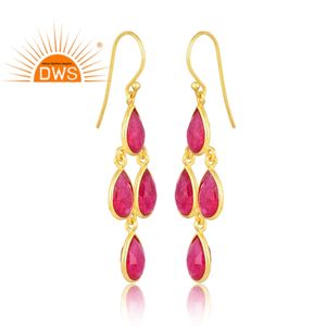 Bijou pendant pour femme, boucle d'oreille en argent Sterling 925, plaqué or 18k, pierre précieuse Aventurine rouge naturelle, fabrication de bijoux, livraison gratuite - Product Image 2