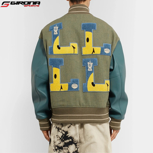Custom towel embroidery leather sleeve letterman varsity jackets <b>for</b> men - Product Image 2