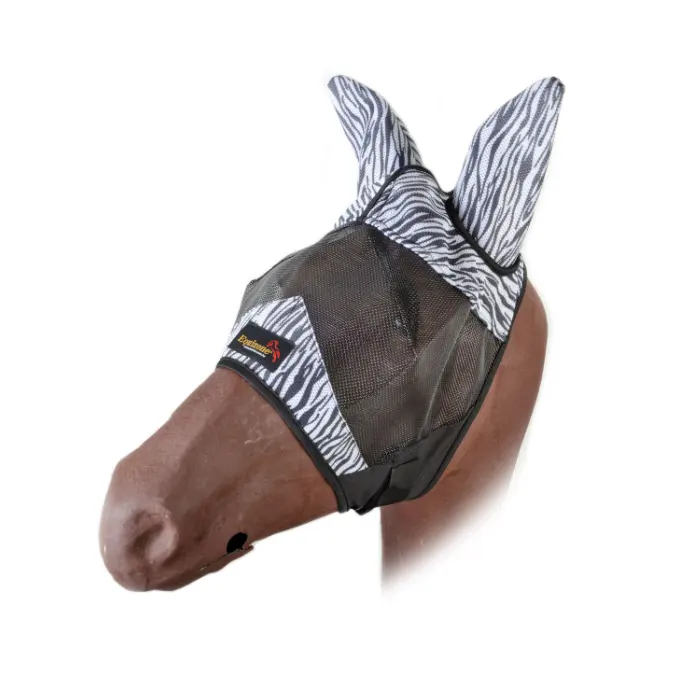 Zebra Print Horse Fly Mask With Ears