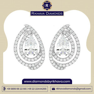 Boucles d'oreilles élégantes en or blanc 10 carats avec diamants véritables diamants purs, exquis et élégants à vendre - Product Image 2