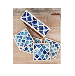 Meilleur support de dessous de verre en pierre incrusté d'os pour forme carrée Cadeau de pendaison de crémaillère Sous-verres en pierre de luxe pour boissons et articles de cadeau - Product Image 6