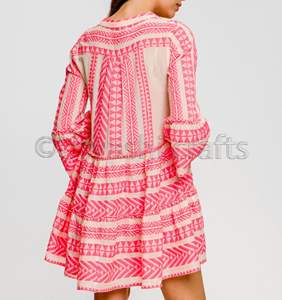 2020 nouveau Offre Spéciale Haute Qualité Dames Robe Courte Coton Brodé à la Mode À Manches Longues en Dentelle Mini Robe - Product Image 4