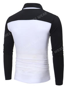 Polo de cuello redondo para hombre, camisa masculina de alta calidad con diseño de bloque de Color - Product Image 3