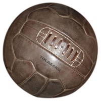Ballons de football personnalisés de qualité supérieure, en cuir véritable pakistanais vintage, brun, 18 panneaux, cousus à la main, surface lisse