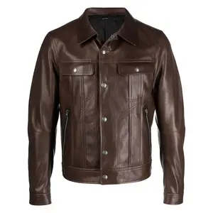 メンズボタンスタイルのオートバイレザージャケットカジュアルファッションジャケット用の最高品質のPUレザージャケット