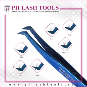 แหนบต่อขนตาสำหรับต่อขนตา,แหนบสีน้ำเงินสำหรับต่อขนตาพร้อมฉลากส่วนตัว - Product Image 2