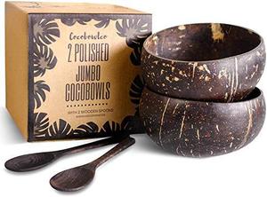High Quality Eco-friendly Coconut Shell Bowls/ Organic Coconut Bowls and <b>Wooden</b> Spoon Gift <b>Set</b> / Salad Smoothies Bowls Cheapest - Product Image 3