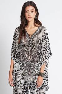 El último diseñado con la mano adorno de cristal de trabajo de leopardo de impresión digital de las mujeres blusa tops - Product Image 3