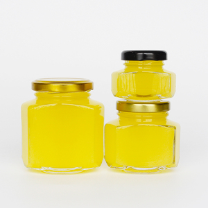 Haute Silex Vide Récipient En Verre Ovale Bocal En Verre Hexagonal Avec Or Couvercle De <span class=keywords><strong>Cosse</strong></span> En Métal Pour La Confiture - Product Image 5