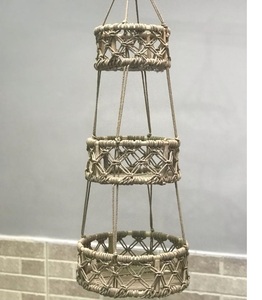 High Quality Eco-friendly Hanging Jute <b>Basket</b> for Home and Garden Decoration New Design Fruit <b>Basket</b> Hanging 3 Tier <b>Basket</b> - Product Image 6