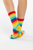 Chaussettes unisexes d'hiver chaudes et épaisses en tricot à 5 doigts, respirantes en coton, antidérapantes, à motif rayé, personnalisables pour le quotidien