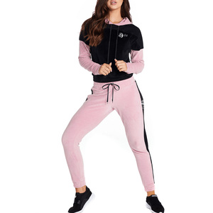 Conjunto de Top corto y pantalones deportivos de dos piezas de invierno ecológico con logotipo personalizado para mujer, chándal deportivo informal - Product Image 5