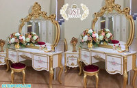 Table console et miroir en bois doré métallisé, table console et miroir en bois doré, ensemble table console et miroir en bois design, pas cher