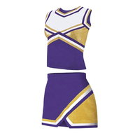 Seragam Cheerleading Pendek Desain Cetak Logo Nyaman Bahan Polyester 100% Bernapas Warna Kustom Berkualitas Profesional