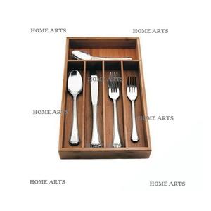 Porte-couverts en bois au design classique avec 6 compartiments, qualité supérieure, forme rectangulaire, fabriqué en Inde - Product Image 3