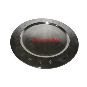 Plaque de chargeur en métal de luxe, plateau de Table décoratif de mariage à la maison, sous-assiette de forme arrondie, meilleur plateau de service fait à la main - Product Image 5