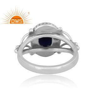 Vente chaude oxydé en argent Sterling naturel Lapis Lazuli pierre précieuse déclaration bague bijoux pour femmes cadeau pour elle - Product Image 4