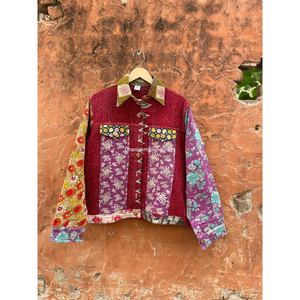 Chaqueta de Diseñador al por Mayor, Multicolor, Hecha a Mano, con Estampado Étnico Vintage, Estilo Kantha, 100% Algodón, Estilo Denim - Product Image 1