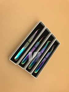 Pince à épiler pour extension de cils Volume russe de type L en acier inoxydable japonais Rainbow Diamond Grip Sustainable Lashes Sourcils Utilisation - Product Image 6