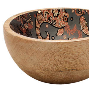 Juego de 4 tazones de madera impresa para servir, con la mejor calidad, forma redonda, para dátiles o chocolate, al precio más bajo. - Product Image 3