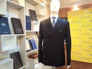 Chaqueta de Lana Cruzada a Medida con Cuello Alto, Servicio OEM, Decoración con Estampado Primaveral - Product Image 3