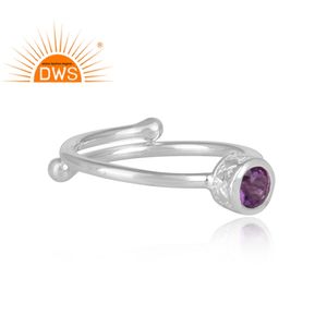 Bague en pierre d'améthyste violette naturelle, 925 en argent Sterling, bijou fait à la main, de styliste, pour filles - Product Image 3