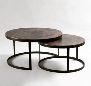 Modern Furniture Table <b>set</b> of 2 Home Living Room <b>hotel</b> Side Table Decorative Antique Copper top color Classic design Metal Table - Product Image 3