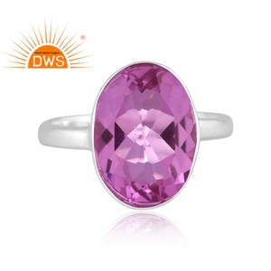 925 Fine Sterling silver natural Doublet Kunzite <b>Quartz</b> gemstone stackable <b>ring</b> jewelry manufacturer - Product Image 2