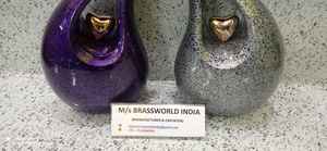 Urne funéraire en laiton bleu de Brassworld India avec coeur argenté Fourniture commémorative pour adultes de style américain en métal durable - Product Image 4