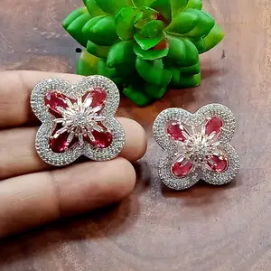 cz brass red color hot selling fashion party wear wholesale jewellery suppliers studs earring
