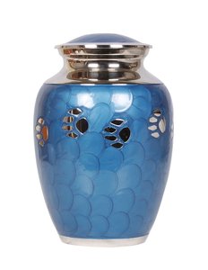 Tir bleu en relief avec adent en argent, crème secret Urn - Product Image 6