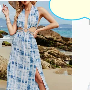 Vacation look New Design Women Summer Backless Maxi Dress Sleeveless Ladies Sky Blue Cut Out Backless Maxi Dress