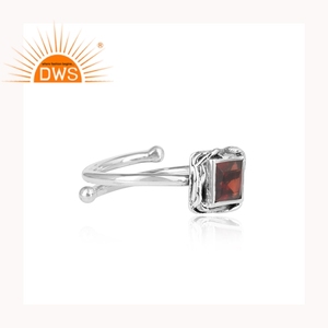 Bague en argent Sterling 925 pour mariage, anneau avec des pierres précieuses carrées, naturel, fournitures de bijoux - Product Image 3