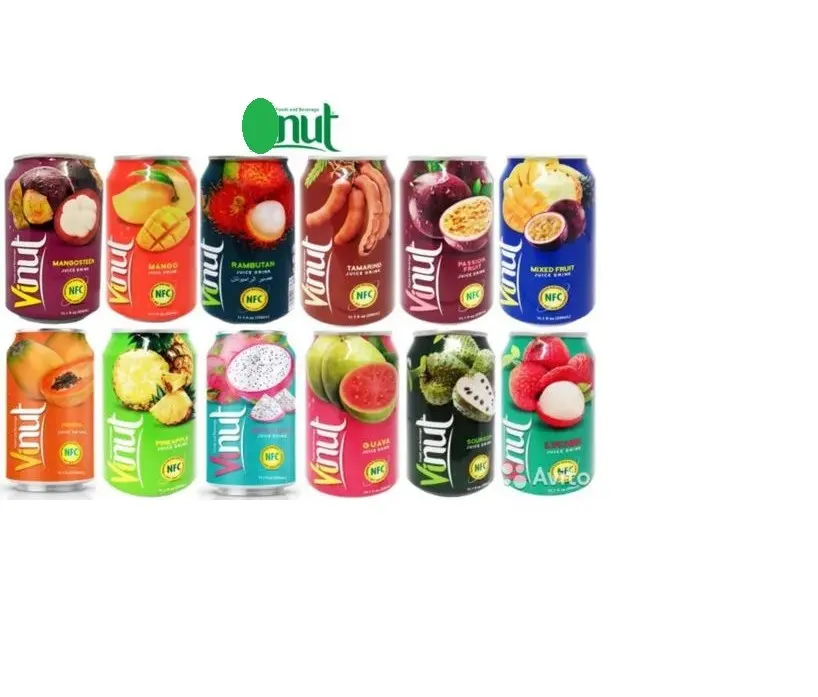 Wholesales Vinut Juice Drink 330ml x 24cans from nature fruit In Viet Nam