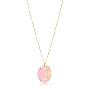 Collier en émail rose en forme de feuille de palmier turc fait à la main vente en gros bijoux en argent Sterling 925 - Product Image 1