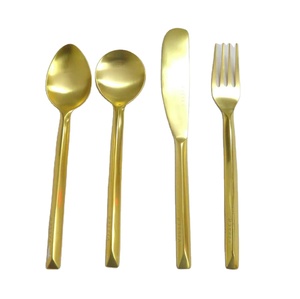 Ensemble de cuillères à thé en acier inoxydable doré de qualité supérieure, fourchette et couteau, couverts élégants pour les desserts au meilleur prix en Inde - Product Image 1