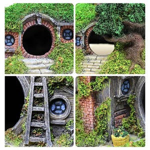 Decoración de acuario <span class=keywords><strong>Casa</strong></span> Hobbit pequeña <span class=keywords><strong>cueva</strong></span> con burbujeador para Betta ocultar agujero de reptil <span class=keywords><strong>casa</strong></span> refugio pecera ornamen - Product Image 5