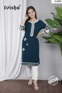 Georgette Heavy bordado indio tradicional desgaste Simple Kurti Con parte inferior para damas ropa casual a un precio - Product Image 4