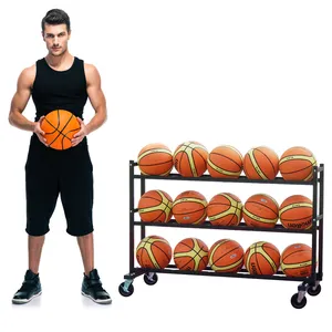 Стойка для баскетбола, стойка для хранения для тележки с 15 мячиками