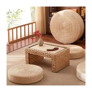 En iyi fiyat rustik zemin yastık hasır puf koltuk meditasyon osmanlı ev kullanımı için/Cafe/restoran/otel dekorasyon