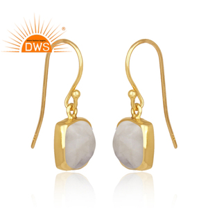 Boucles d'oreilles pendantes en argent plaqué or 14 carats, fabricant de bijoux, pierre précieuse howlite blanche, boucles d'oreilles personnalisées, grossiste en bijoux - Product Image 2