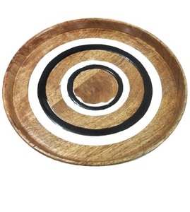 Bandeja de madera de forma redonda hecha a mano, el mejor artículo para cocina y mesa de comedor, bandeja para fruta - Product Image 1