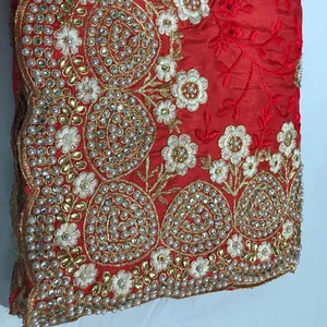 Sexy ragazza di colore rosso da sposa ricamato usura del progettista saree con la camicetta prezzo del grossista in Surat Gujarat sari