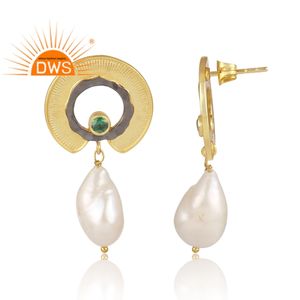 Fabricant et fournisseur de bijoux en laiton plaqué or 18 carats avec des pierres en zircon et des perles - Product Image 3