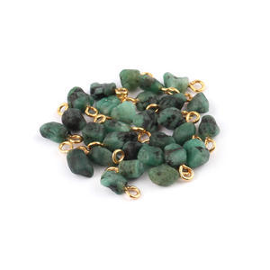Connecteur de pierres précieuses émeraude naturelles, 50 pièces, connecteurs de haute qualité en or et en argent pour la fabrication de bijoux - Product Image 5