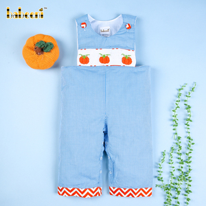 Bonito mameluco ahumado a mano de calabaza de algodón para bebés, niños, ODM, OEM, ropa para niños, tela al por mayor-BB694 - Product Image 2